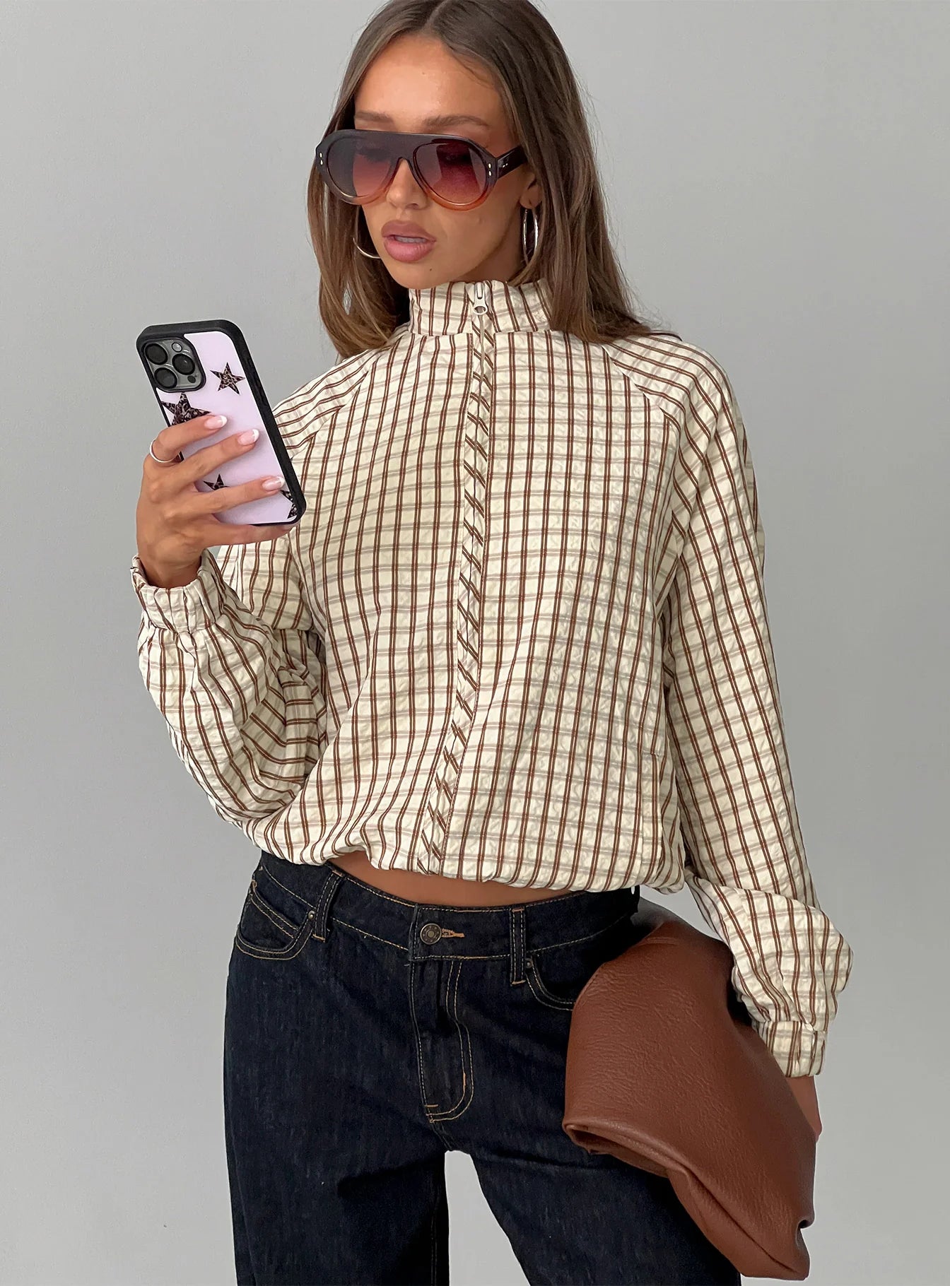 Long sleeve check jacket