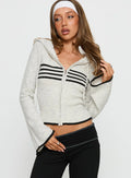 Knit hoodie with zip-through detail & long sleeves